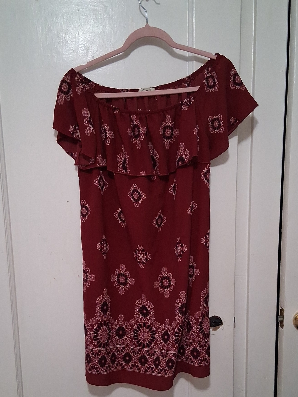 Ambiance Burgundy Floral Off-Shoulder Top